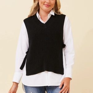 rib knit vest side ties (kv522039)