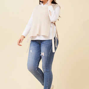 rib knit vest side ties (kv522039)