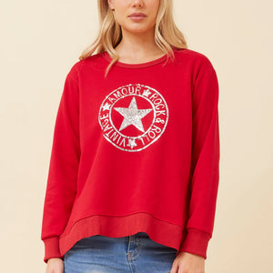 "rock & roll vintage " sequin fleecy top (t174249)