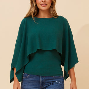 3/4 slv. overlay knit pullover (kp735135)