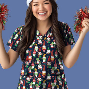 xmas L s/s v-neck scrub top (cst547ls)