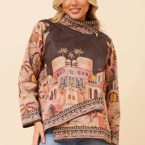 printed asymmetric seuded jkt (j526896)
