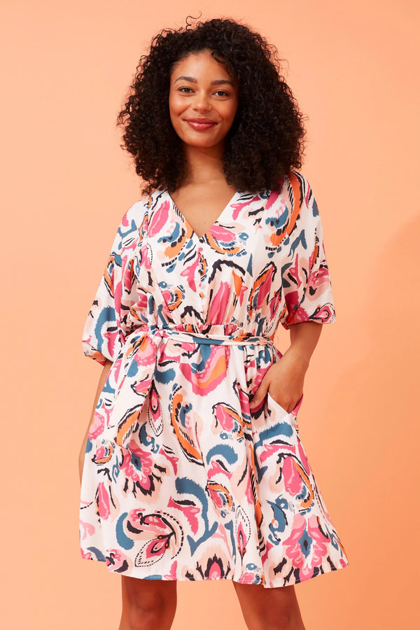 Paisley-print satin dress