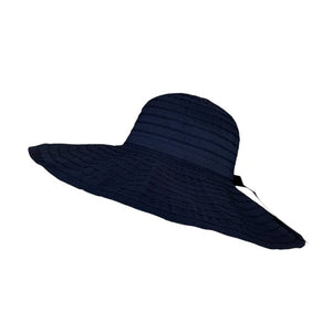 wide brim fabric solid hat (ht320289)