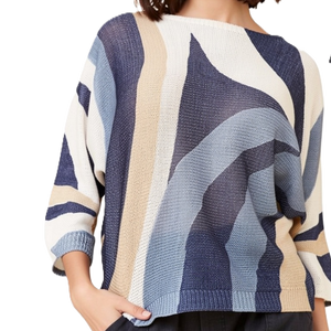 3/4 slv. print knit pullover (hl527196)
