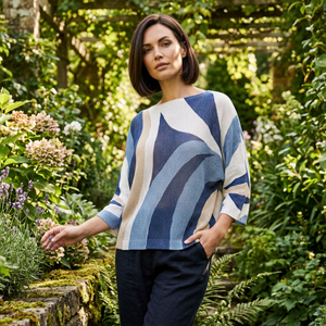 3/4 slv. print knit pullover (hl527196)