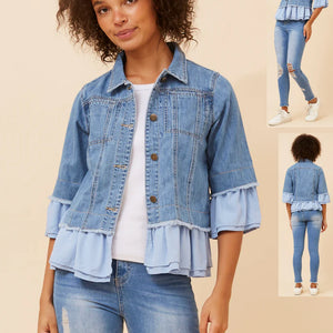 3/4 slv. jacket frill cuff+hem (j524648)