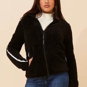 zip teddy side stripe jkt (j526036)