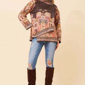 printed asymmetric seuded jkt (j526896)