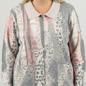 knit polo zip stud cardi  (jf1269)