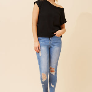 cap slv. knit top