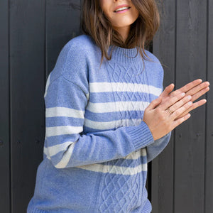 stripe cable pullover (58611015a)