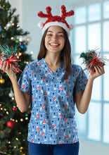 xmas L s/s v-neck scrub top (cst547ls)