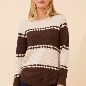 stripe honeycomb stitch pullover (kp171740)