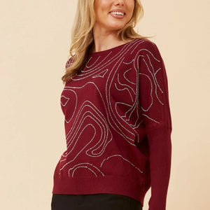 diamante rib slv. knit pullover (kp177129)