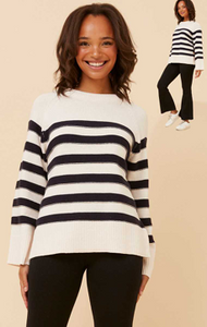 Stripe knit pullover (kp525349)