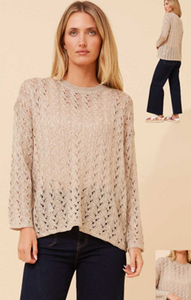 lurex pointelle knit pullover (kp525816)