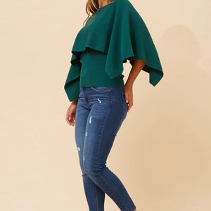 3/4 slv. overlay knit pullover (kp735135)