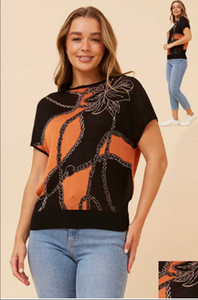 s/s abstract print knit top (kp736006)