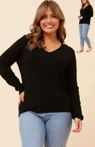 v-neck jersey knit pullover (kp525740)