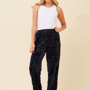 elastic waist heart fleece pant (p521826)
