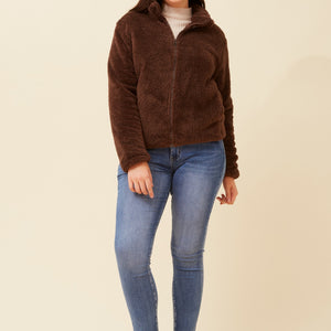 fleece zip high neck jacket (j508971+)