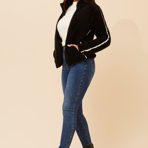zip teddy side stripe jkt (j526036)