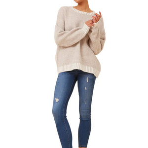 contrast trim pullover (kp734293)