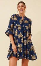 3/4 slv. print/foil dress (d520543)