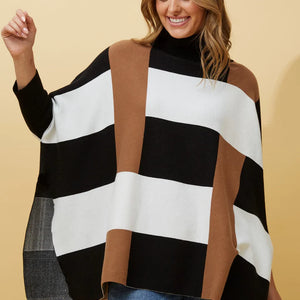 oversized block color knit pullover (kp508476)