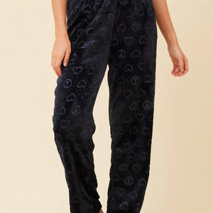 elastic waist heart fleece pant (p521826)