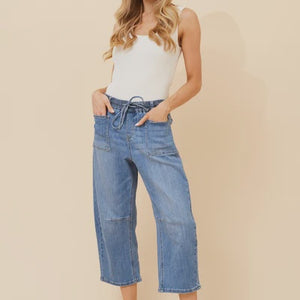 Cropped denim barrel pant (p526737)