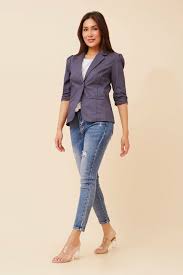 3/4 ruched slv. blazer (j522304)