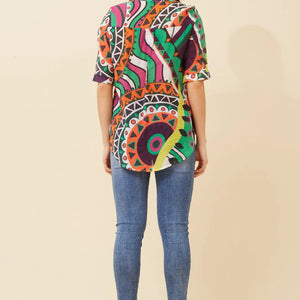 elbow slv. printed blouse (t517979)