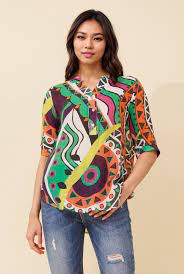 elbow slv. printed blouse (t517979)
