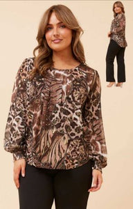 animal foil blouse (t525900)