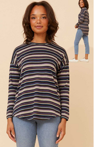 stripe knit curved hem top (t734960)
