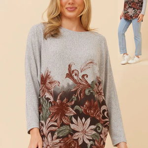 Top batwing slv border print (t735687)
