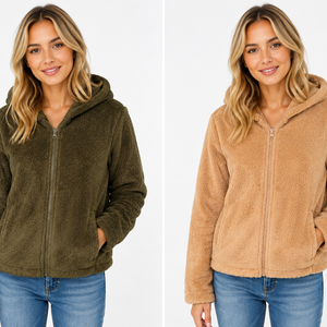 Teddy fur jacket w hood (cl350075)