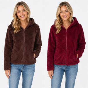 Teddy fur jacket w hood (cl350075)