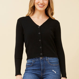 v-neck knit cardi scallop hem (kc522337)