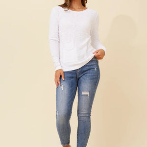 l/s slub knit pullover (kp522279)