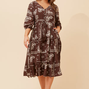 3/4 slv. tiered dress (d526508)