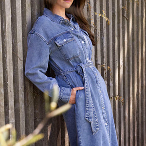 soft denim tie dress (586j5041a)