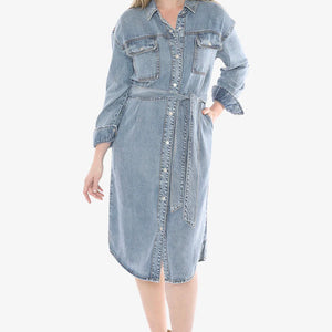 soft denim tie dress (586j5041a)